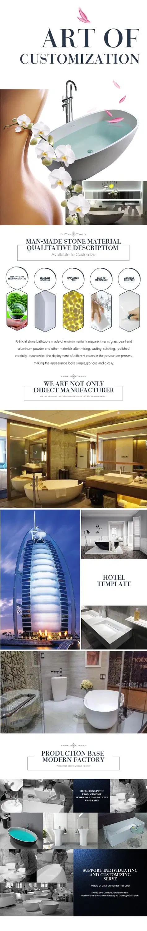 High Quality Artificial Stone Bathroom Bathtubs Furniture White Round Acrylic Bath Tubs