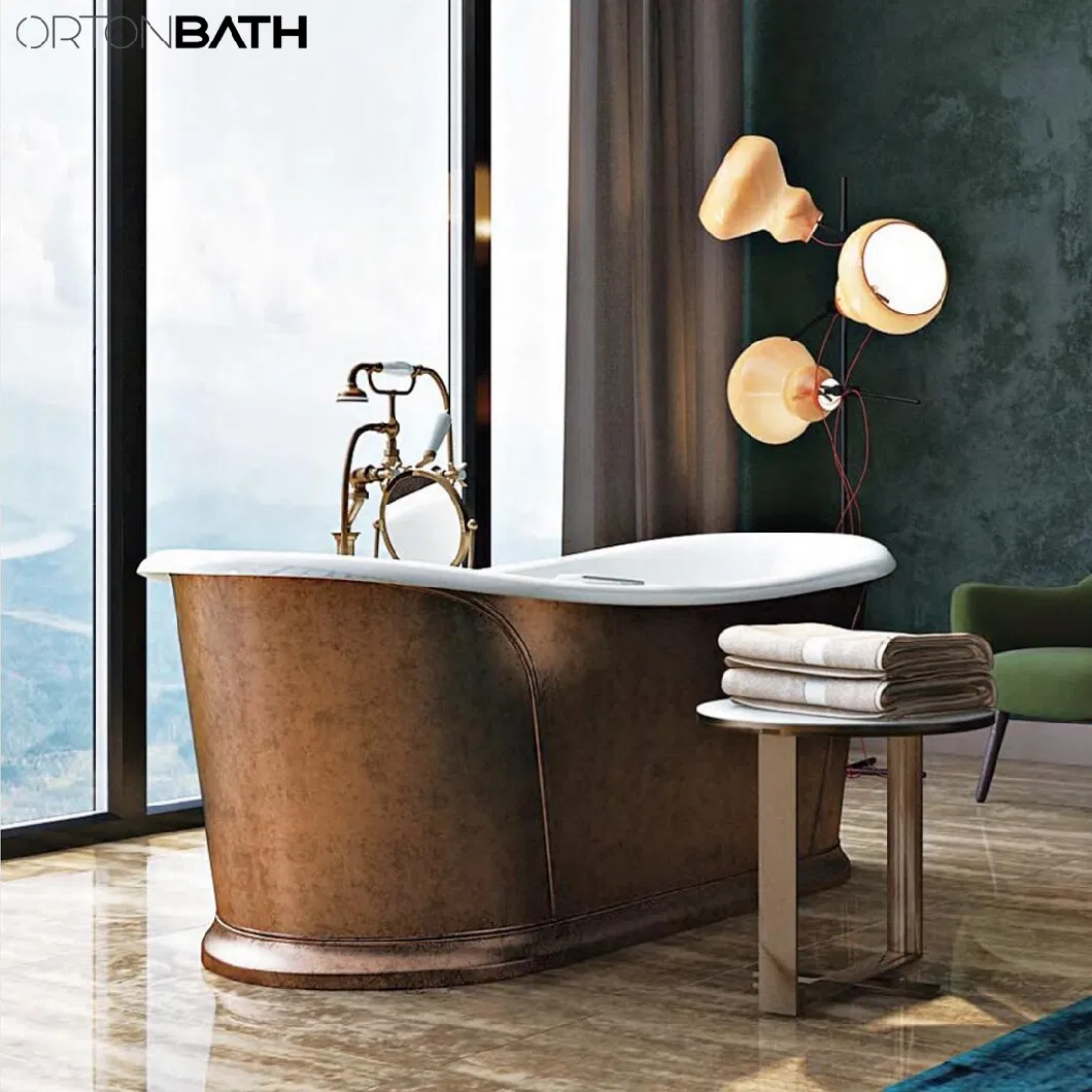 Ortonbath Rim Slipper Classic Soaking Acrylic Enameled Cast Iron Traditional Lion Feet Bathroom Tub Cheap Price Bath Tub Freestanding Bathtub