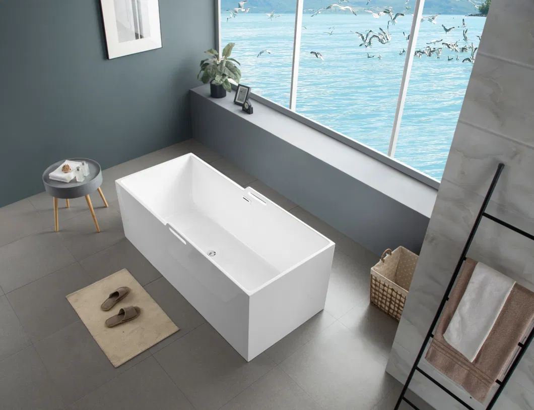 Bathrooms Freestanding Seamless Matt White&Glossy White Acrylic Bathtub