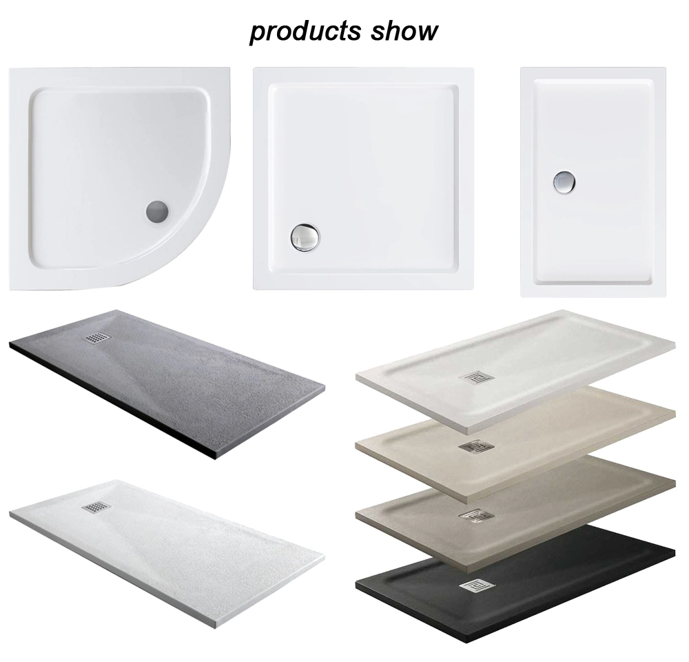 White Resin Stone Shower Trays with Left Drainer